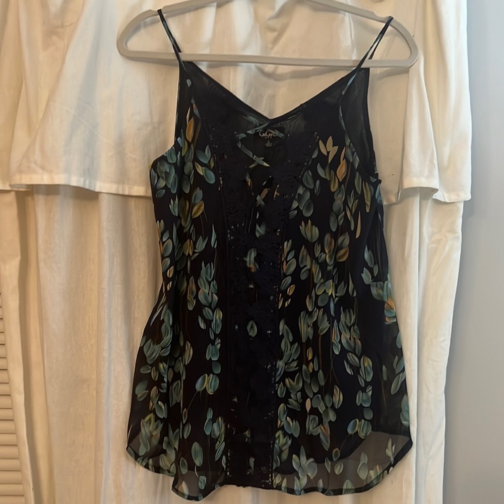 Navy floral tank top